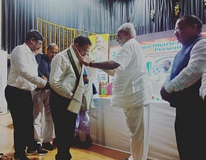 Being Felicitated by His Excellency Prof Ganeshi Lal, Governor of Odisha with Kalinga Seva Samman 2018
